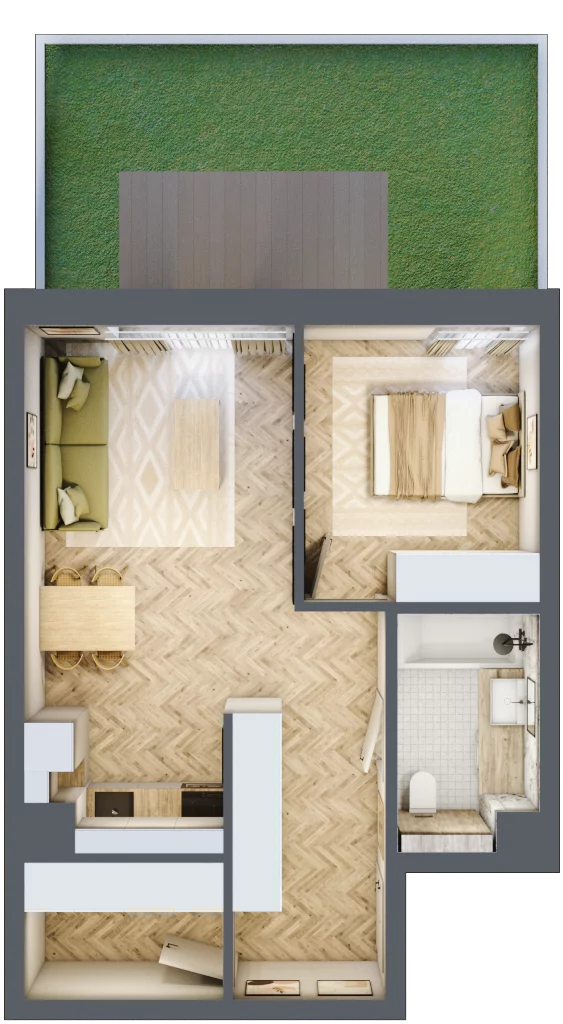 2 pokoje, mieszkanie 48,19 m², parter, oferta nr A3, Nowy Reden, Dąbrowa Górnicza, Reden, ul. Przemysłowa