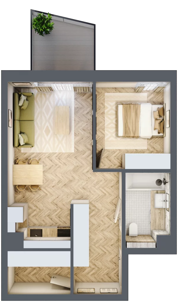 2 pokoje, mieszkanie 48,18 m², piętro 1, oferta nr A15, Nowy Reden, Dąbrowa Górnicza, Reden, ul. Przemysłowa