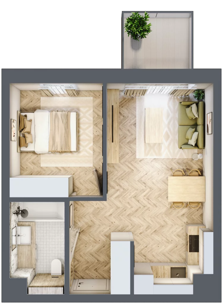 2 pokoje, mieszkanie 40,02 m², piętro 1, oferta nr A19, Nowy Reden, Dąbrowa Górnicza, Reden, ul. Przemysłowa