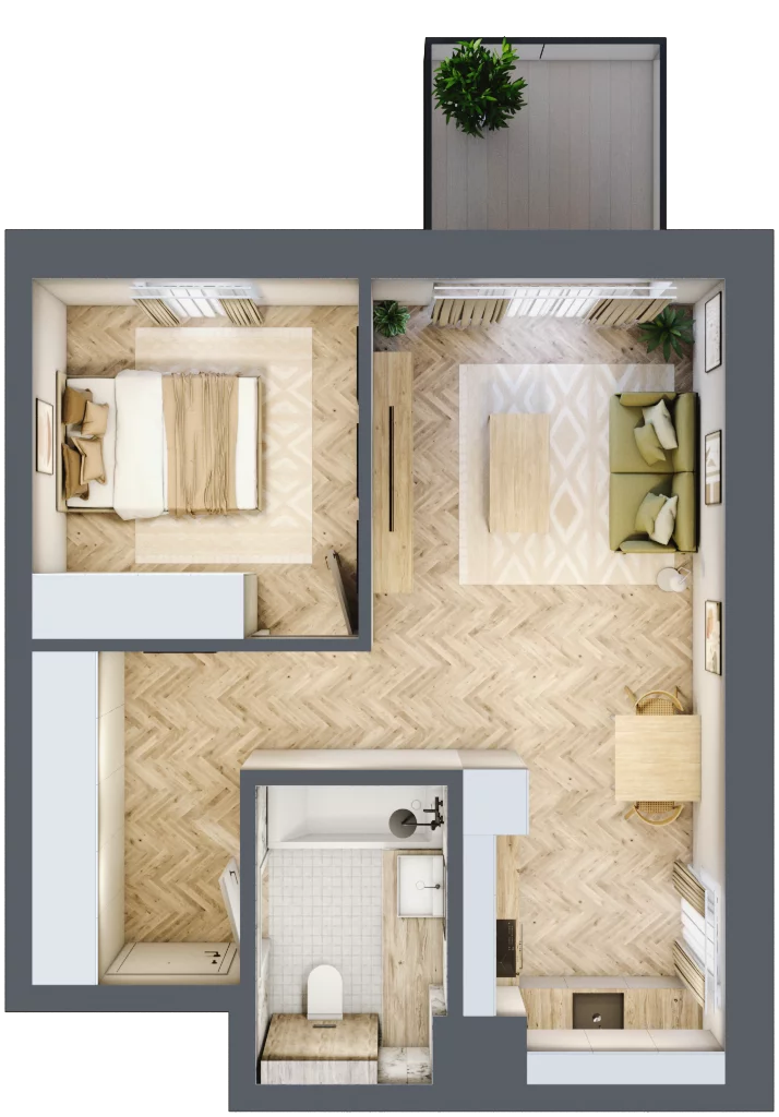 2 pokoje, mieszkanie 44,38 m², piętro 1, oferta nr A22, Nowy Reden, Dąbrowa Górnicza, Reden, ul. Przemysłowa