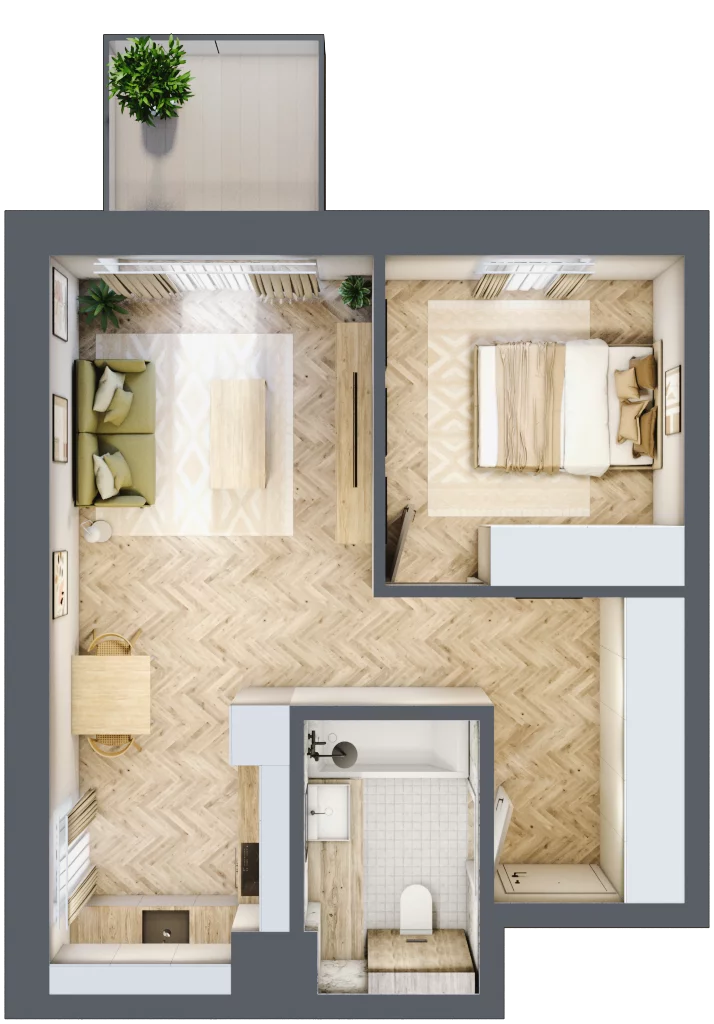 2 pokoje, mieszkanie 44,38 m², piętro 1, oferta nr A21, Nowy Reden, Dąbrowa Górnicza, Reden, ul. Przemysłowa
