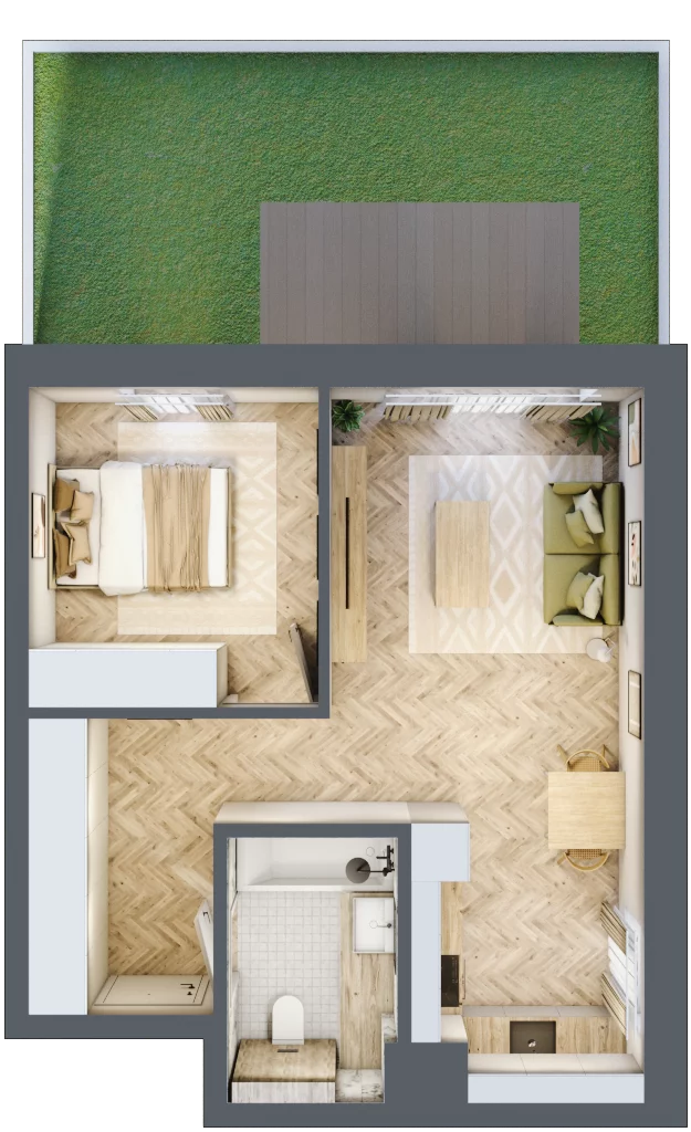 2 pokoje, mieszkanie 44,38 m², parter, oferta nr A10, Nowy Reden, Dąbrowa Górnicza, Reden, ul. Przemysłowa