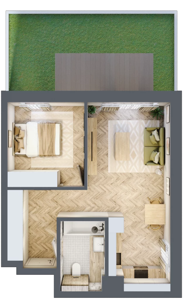 2 pokoje, mieszkanie 44,20 m², parter, oferta nr B3, Nowy Reden, Dąbrowa Górnicza, Reden, ul. Przemysłowa