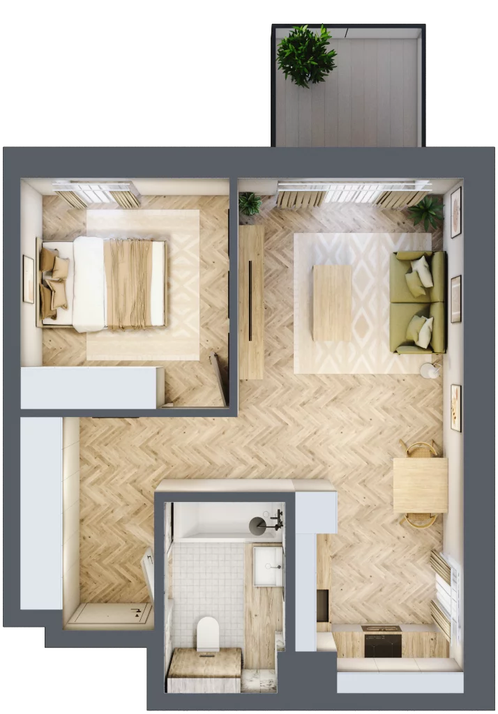 2 pokoje, mieszkanie 44,20 m², piętro 2, oferta nr B23, Nowy Reden, Dąbrowa Górnicza, Reden, ul. Przemysłowa