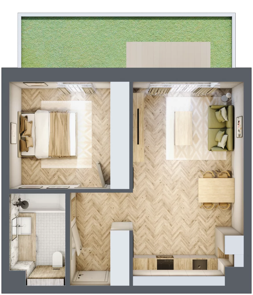 2 pokoje, mieszkanie 47,47 m², parter, oferta nr B1, Nowy Reden, Dąbrowa Górnicza, Reden, ul. Przemysłowa