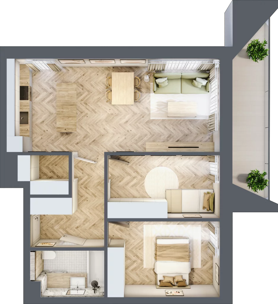 3 pokoje, mieszkanie 65,74 m², piętro 1, oferta nr B16, Nowa Częstochowa Małopolska, Częstochowa, Częstochówka-Parkitka, ul. Małopolska