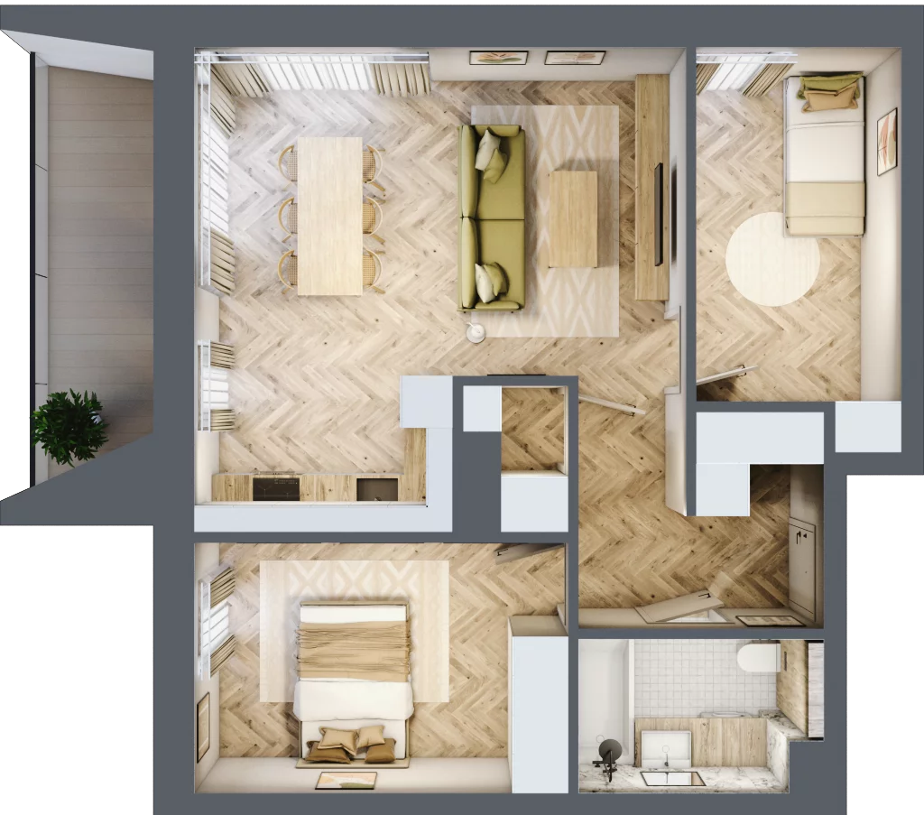 3 pokoje, mieszkanie 62,06 m², piętro 1, oferta nr C15, Nowa Częstochowa Małopolska, Częstochowa, Częstochówka-Parkitka, ul. Małopolska
