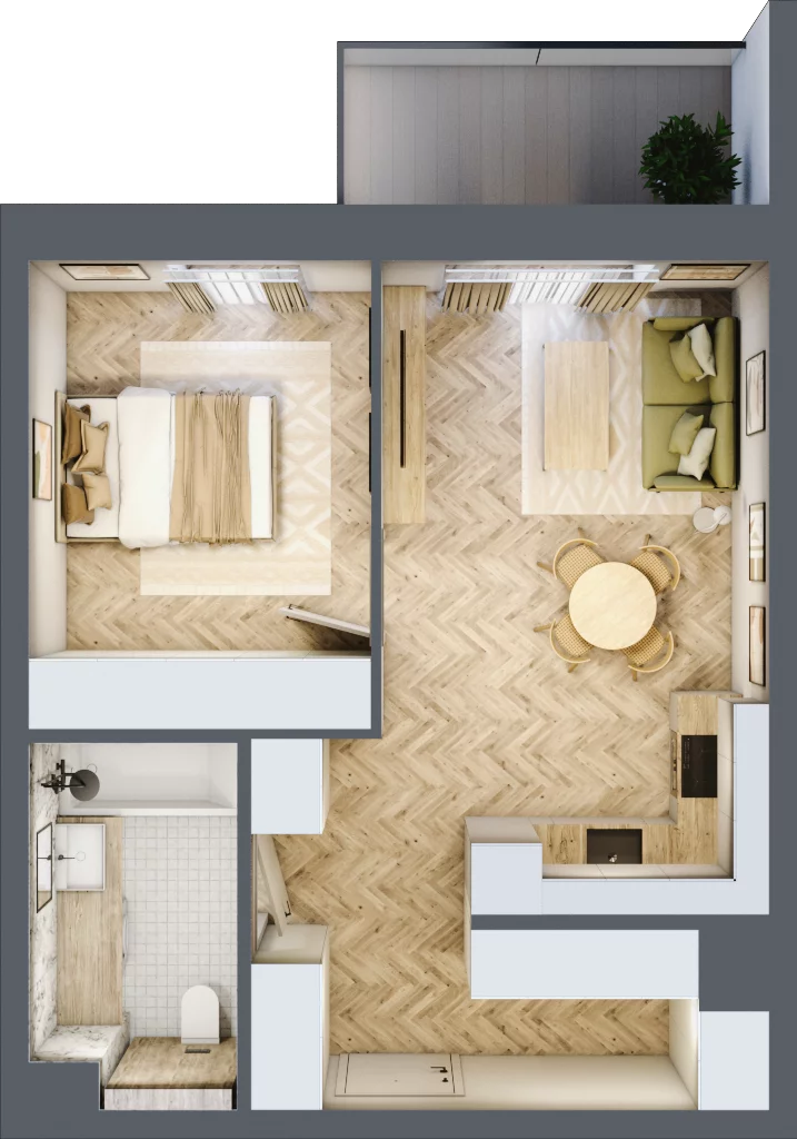 2 pokoje, mieszkanie 44,23 m², piętro 2, oferta nr D21, Nowa Częstochowa Małopolska, Częstochowa, Częstochówka-Parkitka, ul. Małopolska