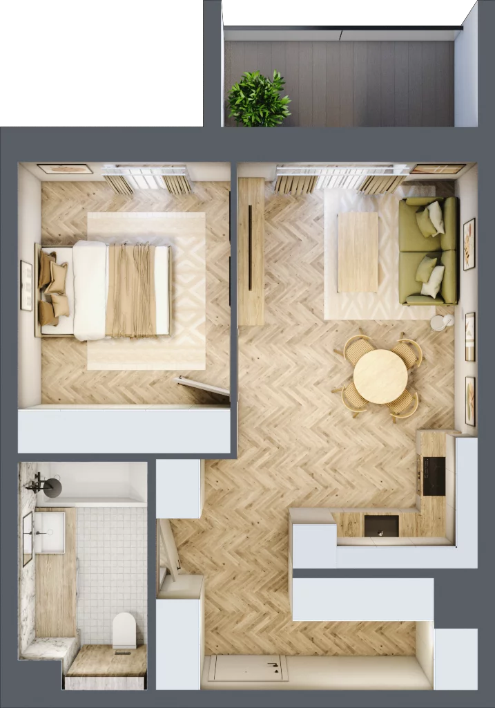 2 pokoje, mieszkanie 44,23 m², piętro 3, oferta nr D30, Nowa Częstochowa Małopolska, Częstochowa, Częstochówka-Parkitka, ul. Małopolska