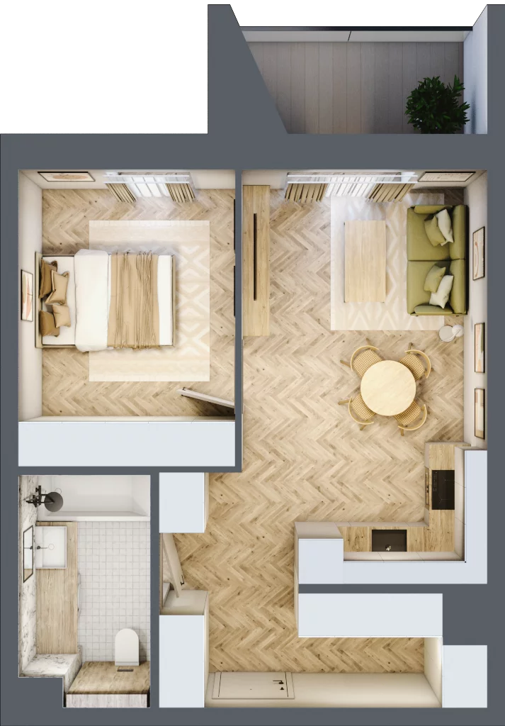 2 pokoje, mieszkanie 44,23 m², piętro 1, oferta nr D12, Nowa Częstochowa Małopolska, Częstochowa, Częstochówka-Parkitka, ul. Małopolska