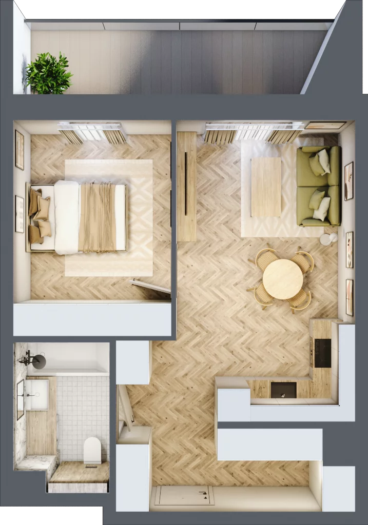 2 pokoje, mieszkanie 43,62 m², piętro 1, oferta nr D13, Nowa Częstochowa Małopolska, Częstochowa, Częstochówka-Parkitka, ul. Małopolska
