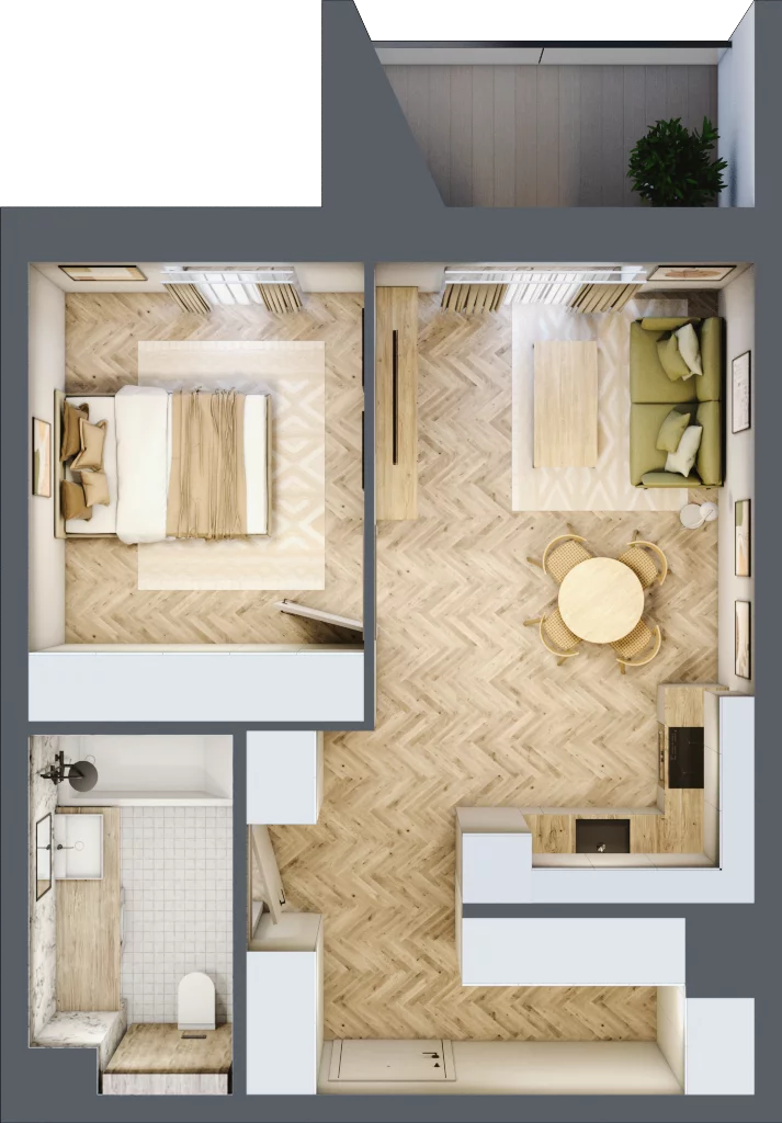 2 pokoje, mieszkanie 44,23 m², piętro 1, oferta nr E13, Nowa Częstochowa Małopolska, Częstochowa, Częstochówka-Parkitka, ul. Małopolska