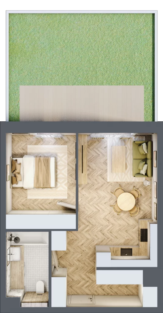 2 pokoje, mieszkanie 44,23 m², parter, oferta nr E4, Nowa Częstochowa Małopolska, Częstochowa, Częstochówka-Parkitka, ul. Małopolska