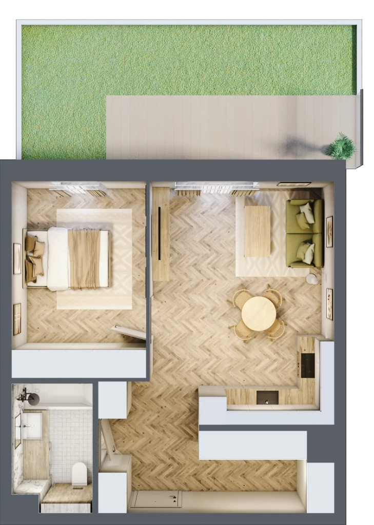 2 pokoje, mieszkanie 49,56 m², parter, oferta nr E8, Nowa Częstochowa Małopolska, Częstochowa, Częstochówka-Parkitka, ul. Małopolska