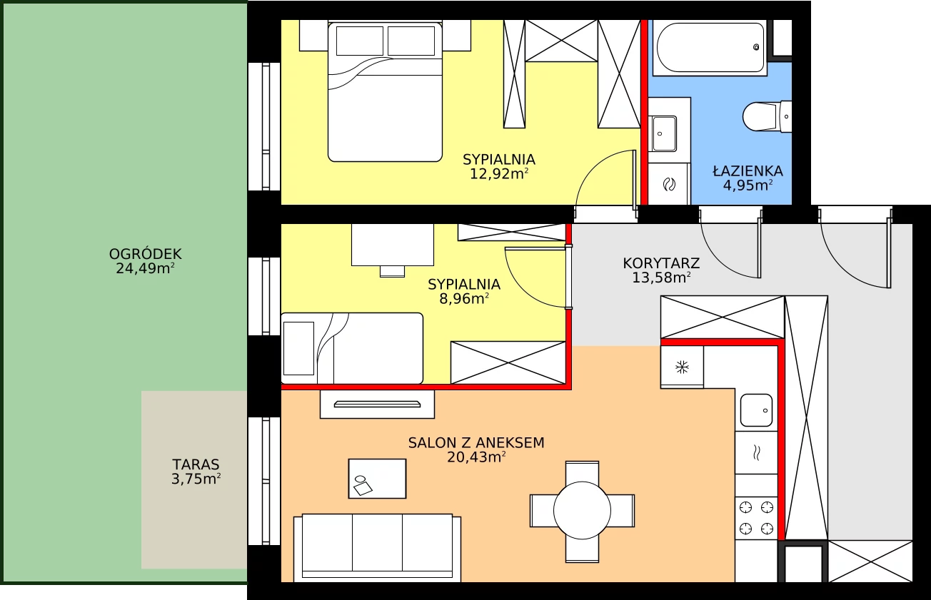 Zalety mieszkania 60.84 m², M7