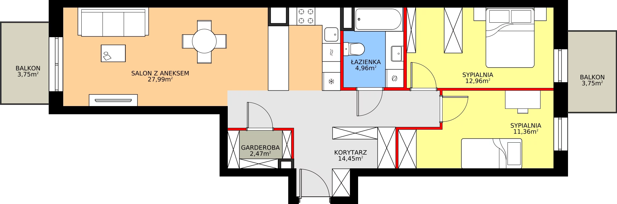 Zalety mieszkania 74.19 m², M63