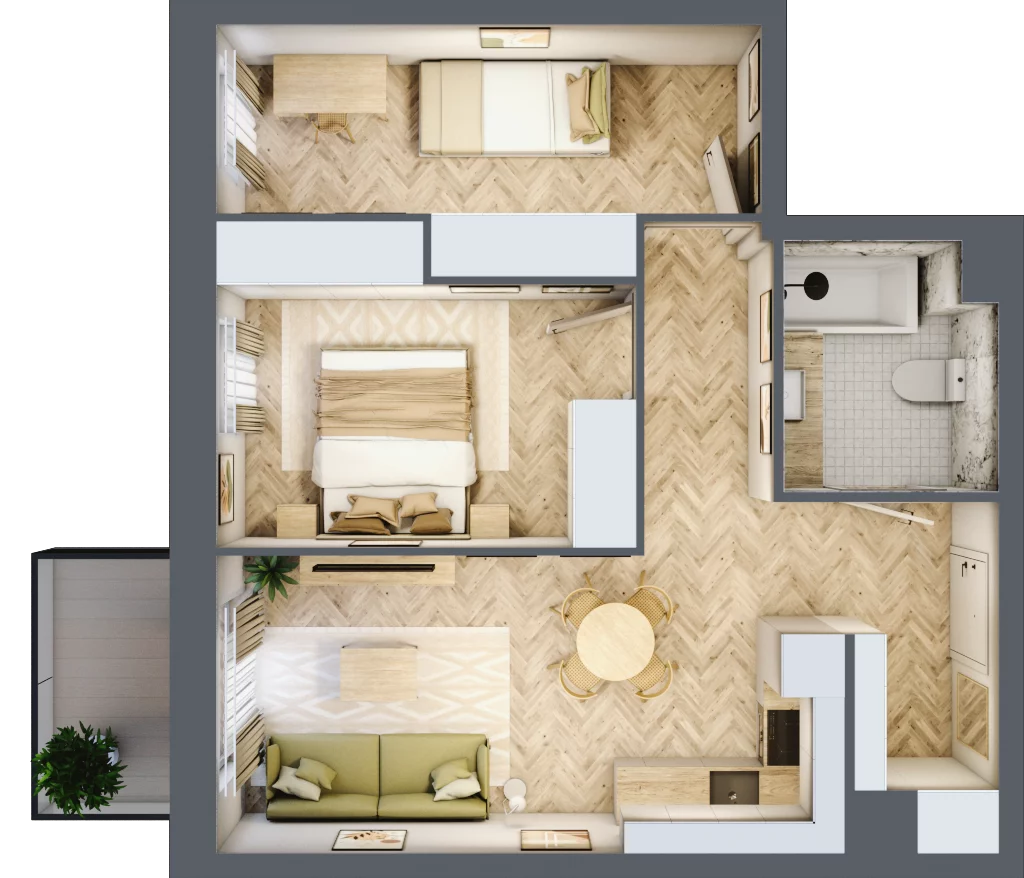 3 pokoje, mieszkanie 51,60 m², piętro 1, oferta nr M56, Nowa Częstochowa Mościckiego, Częstochowa, Częstochówka-Parkitka, ul. Mościckiego