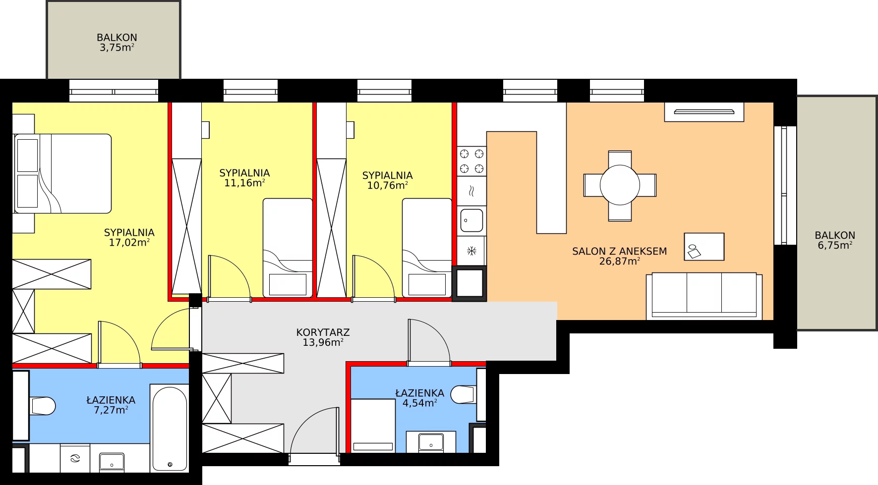 Zalety mieszkania 91.58 m², M36