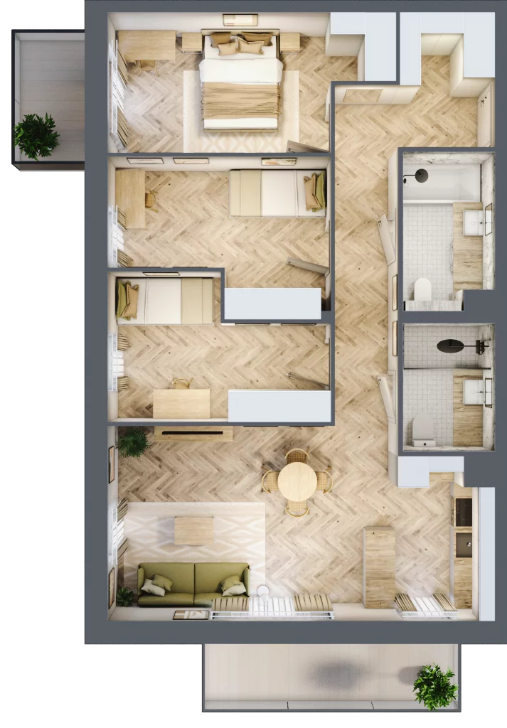 4 pokoje, mieszkanie 83,19 m², piętro 4, oferta nr M83, Nowa Częstochowa Mościckiego, Częstochowa, Częstochówka-Parkitka, ul. Mościckiego