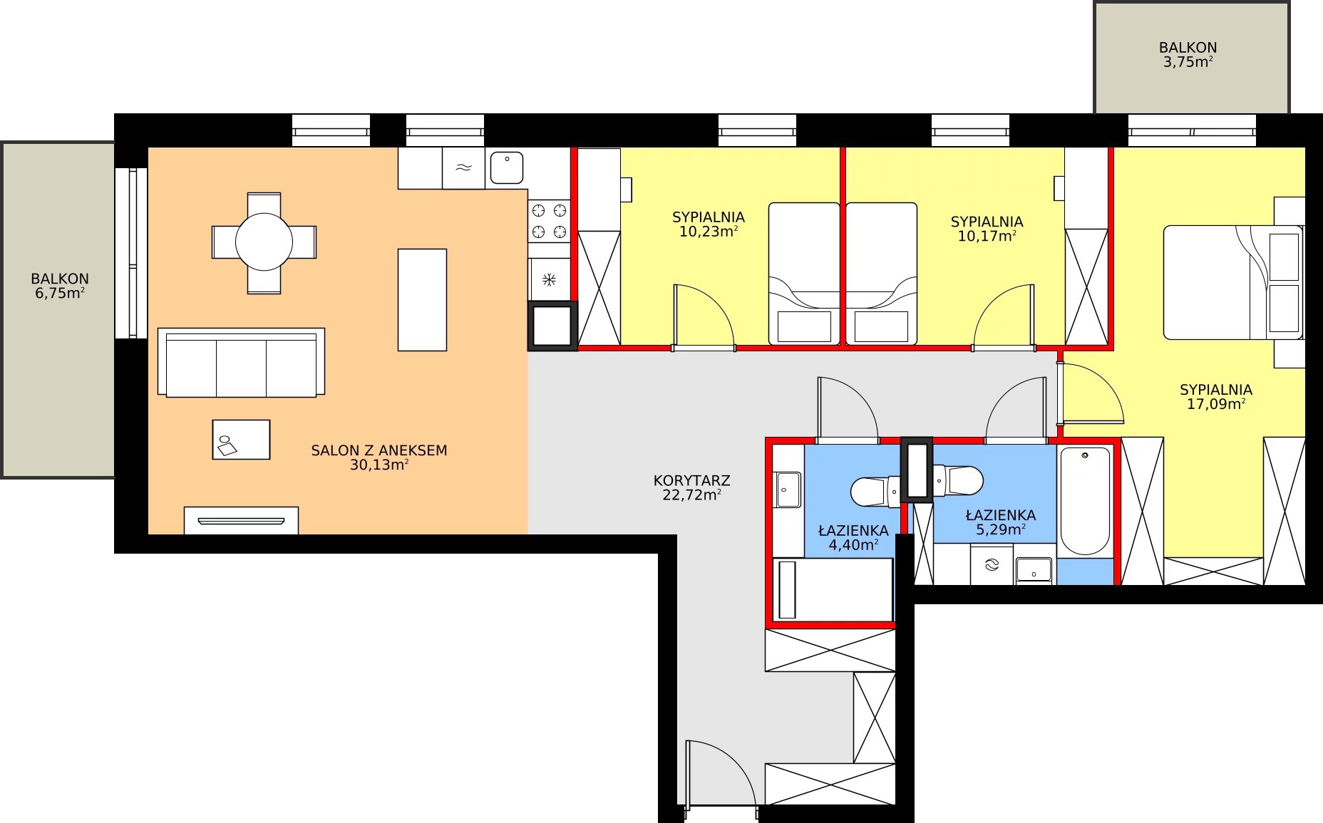 Zalety mieszkania 100.03 m², M13
