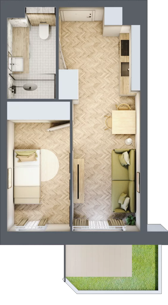 2 pokoje, mieszkanie 31,52 m², parter, oferta nr M1, Nowa Częstochowa Mościckiego, Częstochowa, Częstochówka-Parkitka, ul. Mościckiego