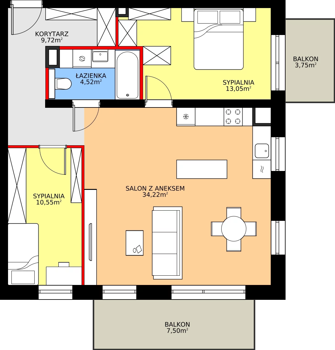 Zalety mieszkania 72.06 m², M68