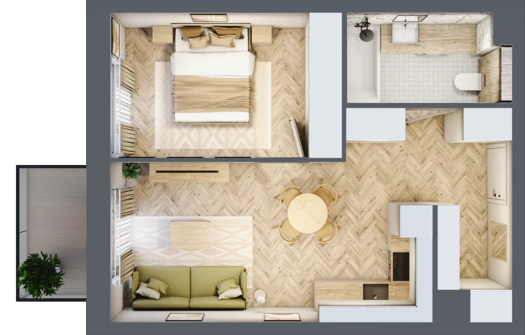 2 pokoje, mieszkanie 40,83 m², piętro 1, oferta nr M58, Nowa Częstochowa Mościckiego, Częstochowa, Częstochówka-Parkitka, ul. Mościckiego
