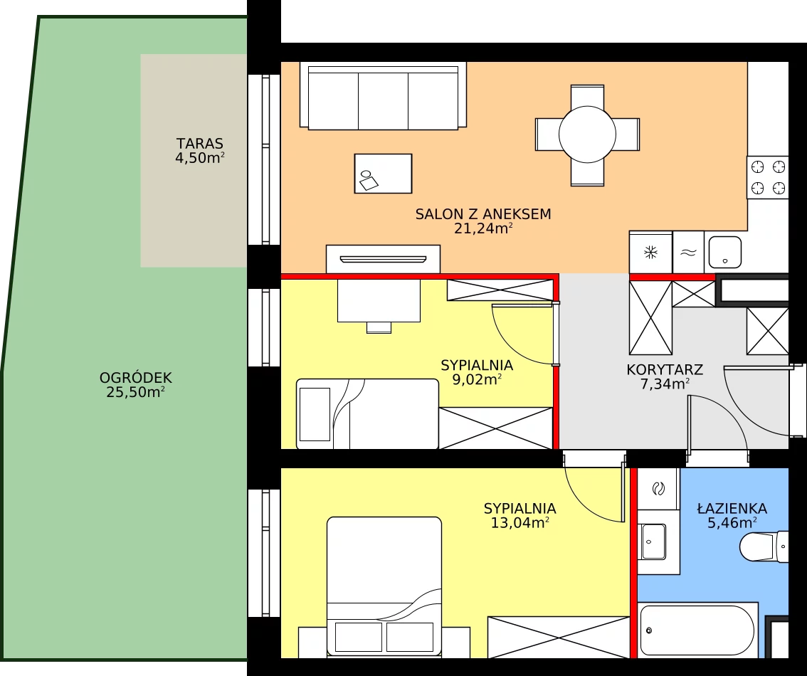 Zalety mieszkania 56.1 m², M6