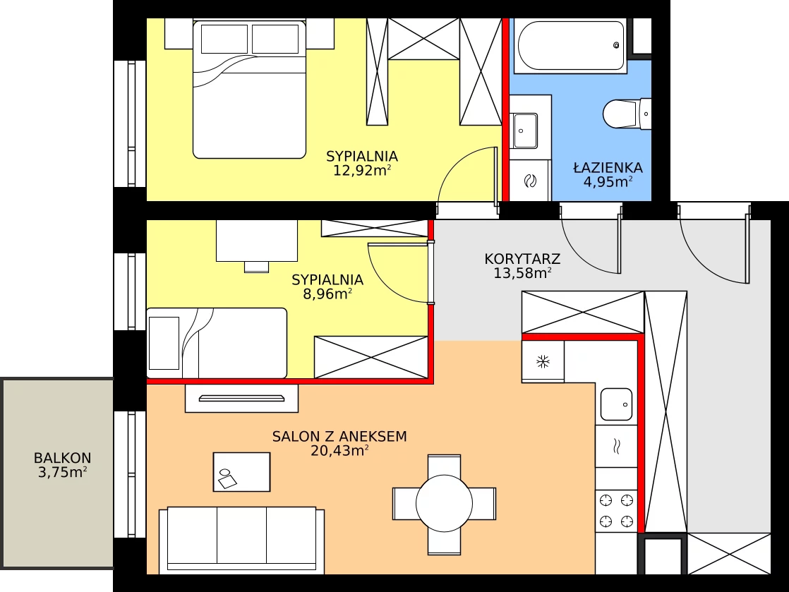 Zalety mieszkania 60.84 m², M15
