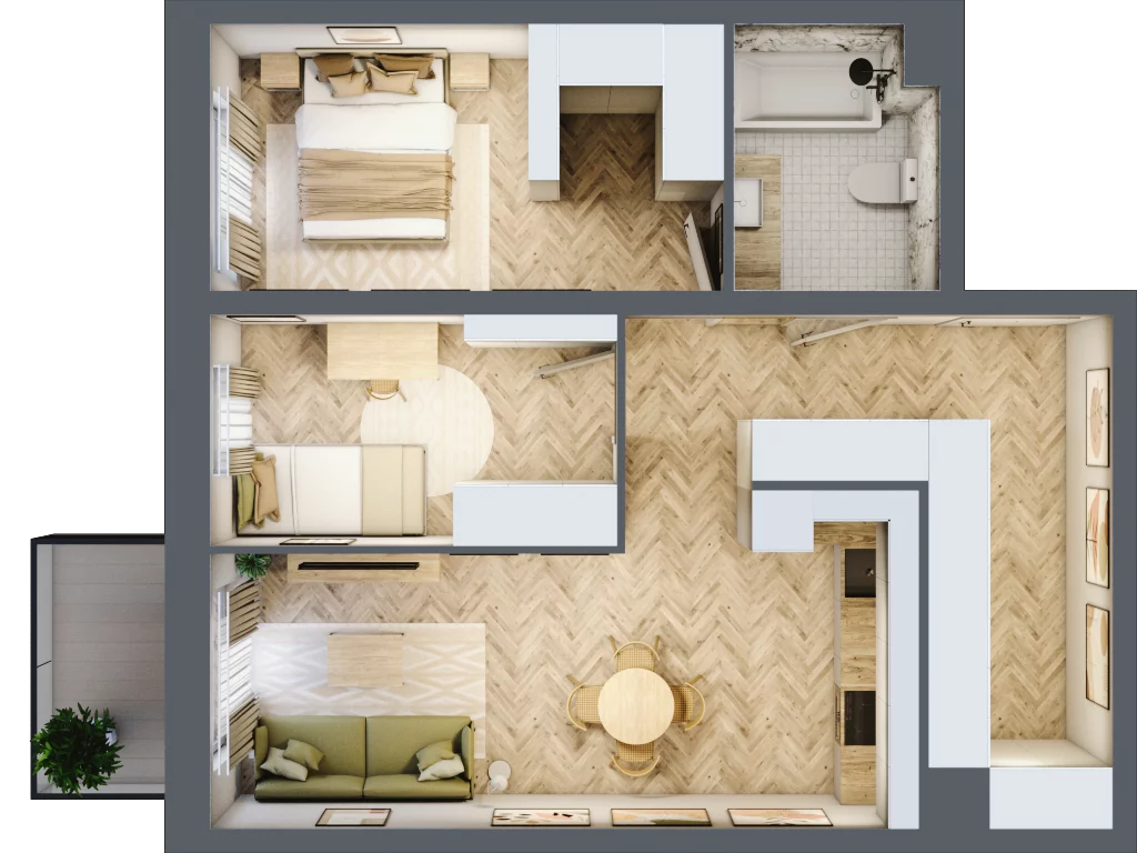3 pokoje, mieszkanie 60,84 m², piętro 1, oferta nr M15, Nowa Częstochowa Mościckiego, Częstochowa, Częstochówka-Parkitka, ul. Mościckiego