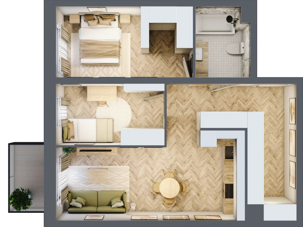3 pokoje, mieszkanie 60,84 m², piętro 4, oferta nr M39, Nowa Częstochowa Mościckiego, Częstochowa, Częstochówka-Parkitka, ul. Mościckiego