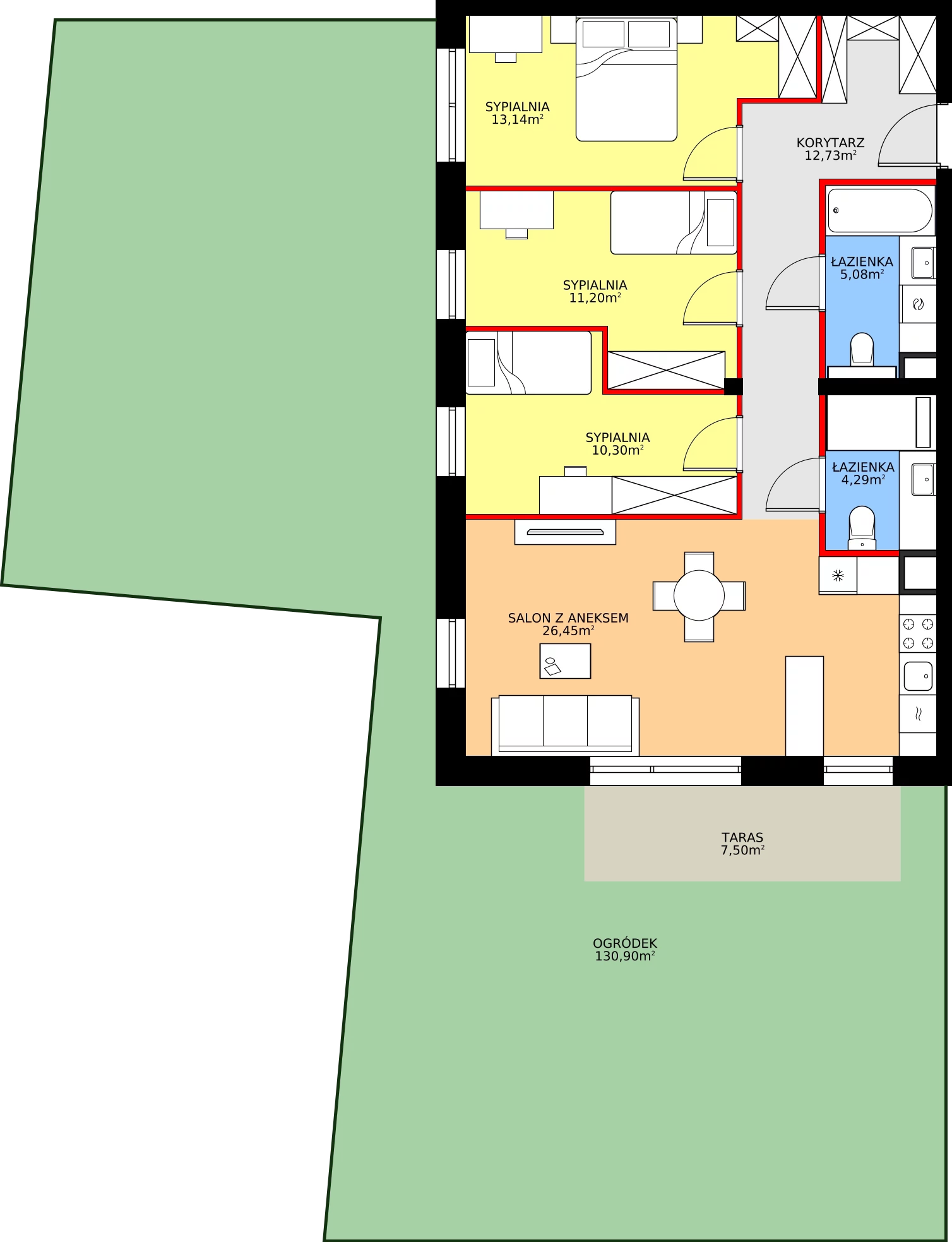 Zalety mieszkania 83.19 m², M51