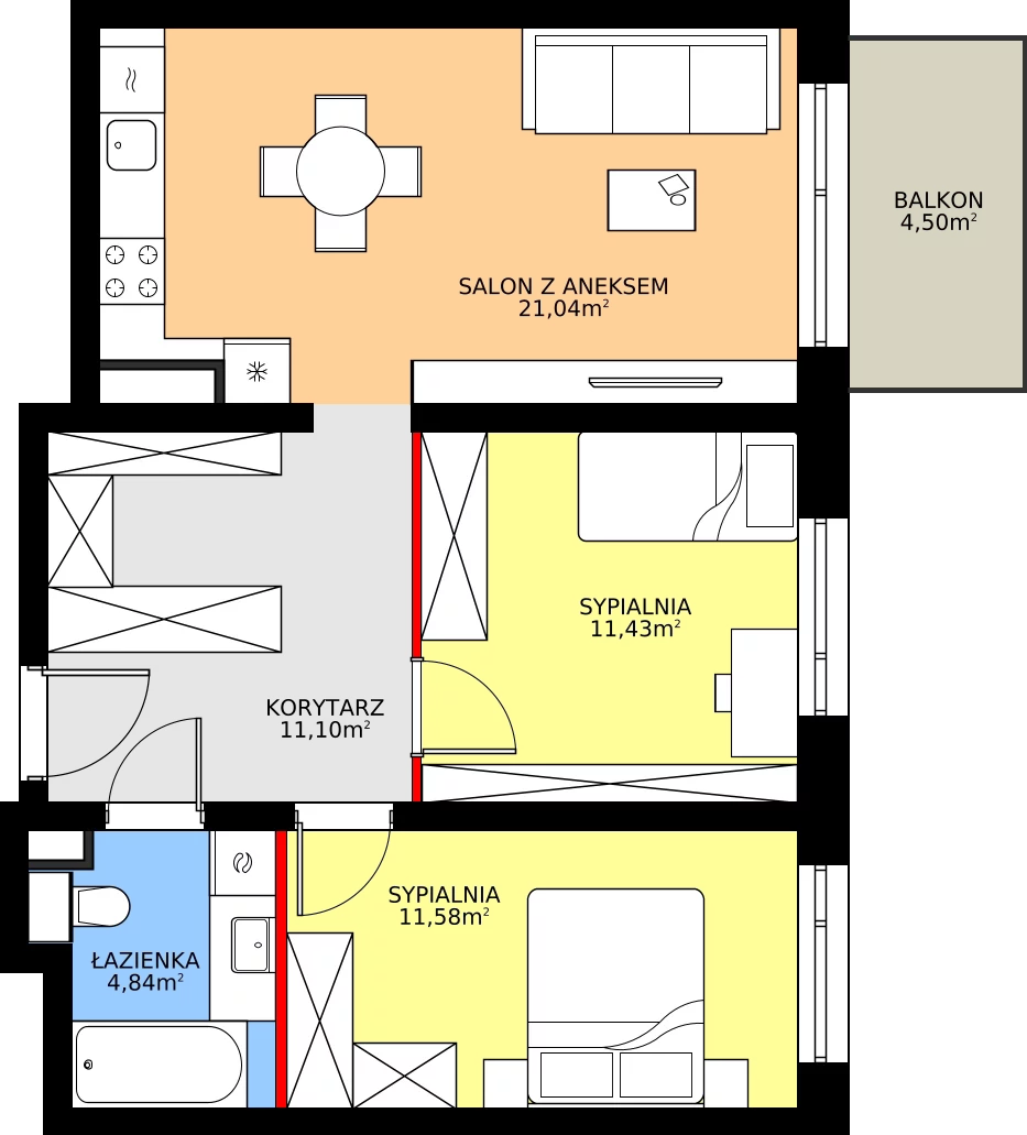 Zalety mieszkania 59.99 m², M69