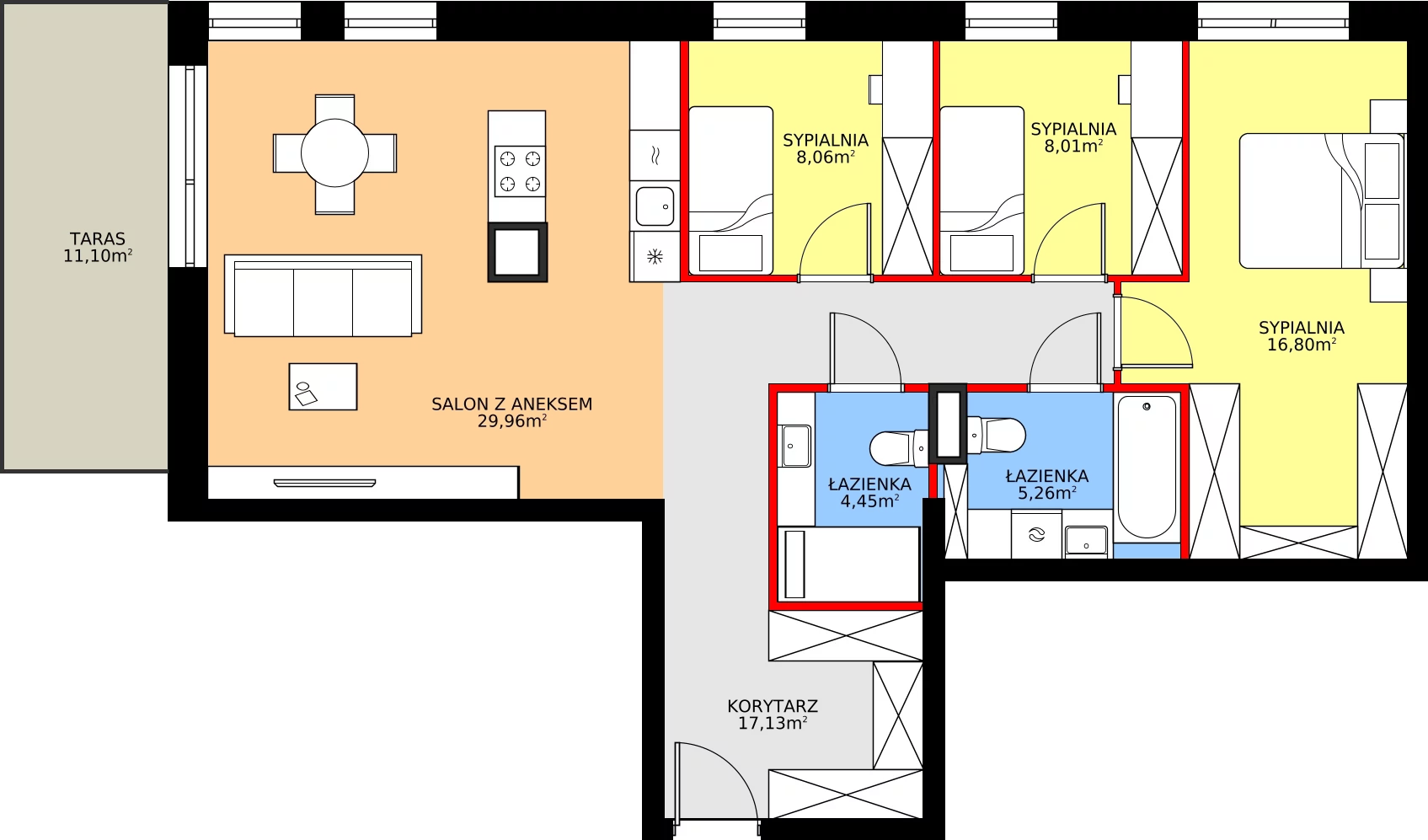 Zalety mieszkania 89.67 m², M43