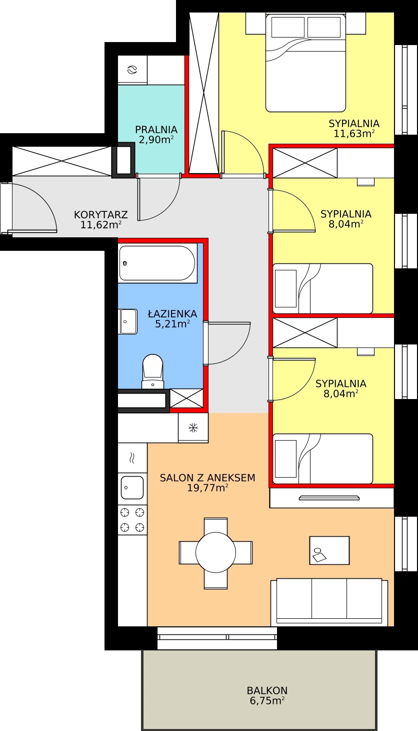 Zalety mieszkania 67.21 m², M35