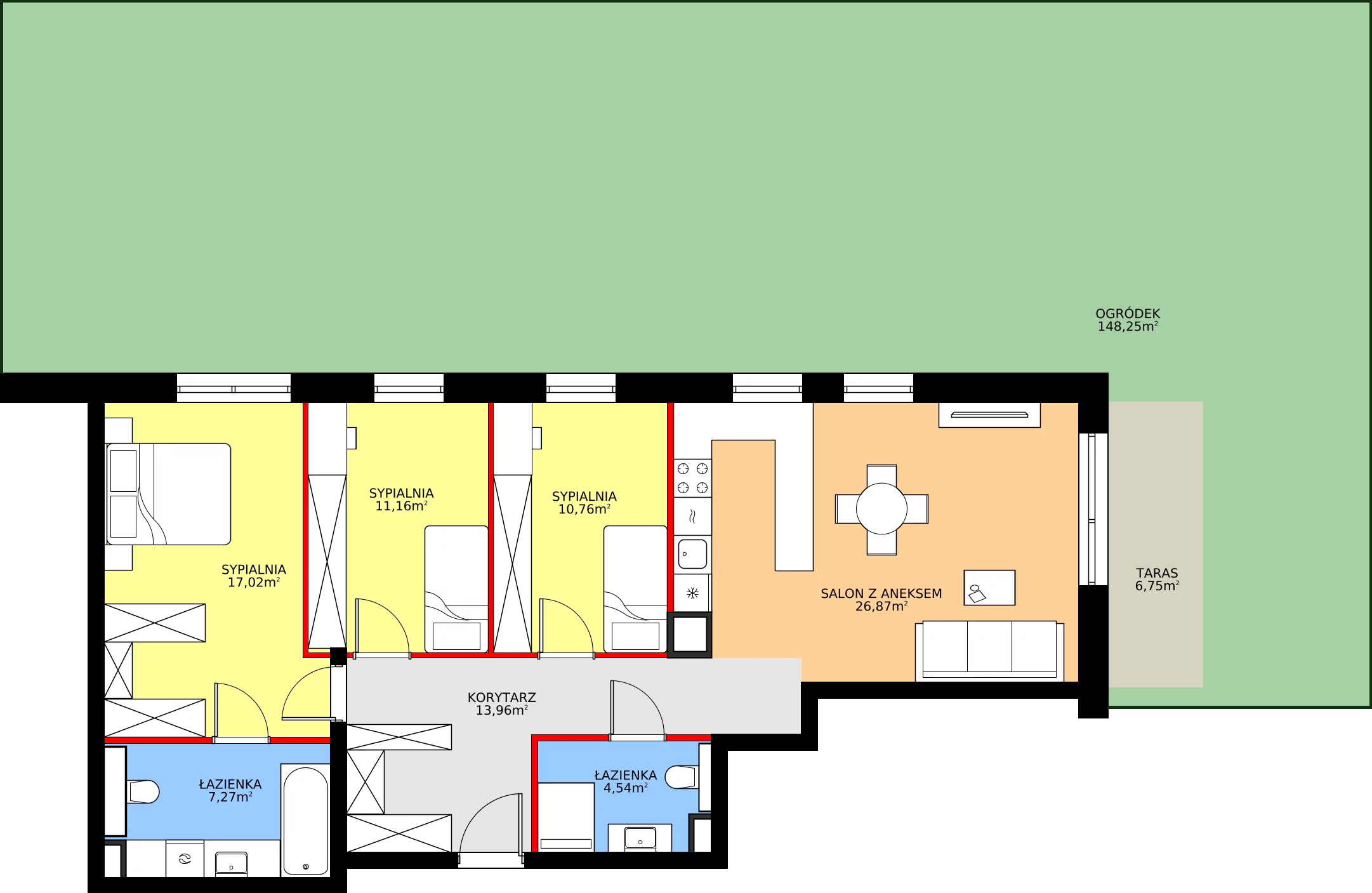 Zalety mieszkania 91.58 m², M4