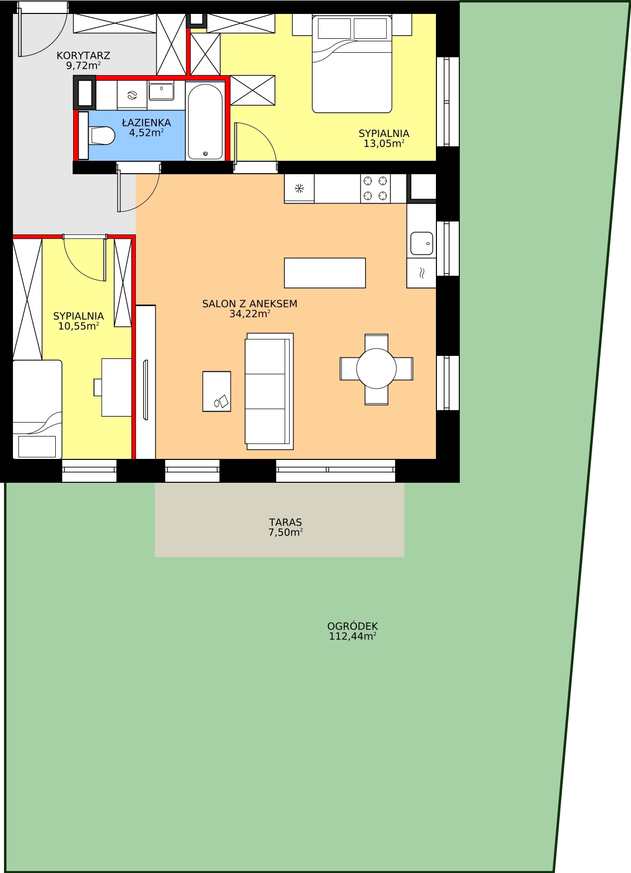 Zalety mieszkania 72.06 m², M52
