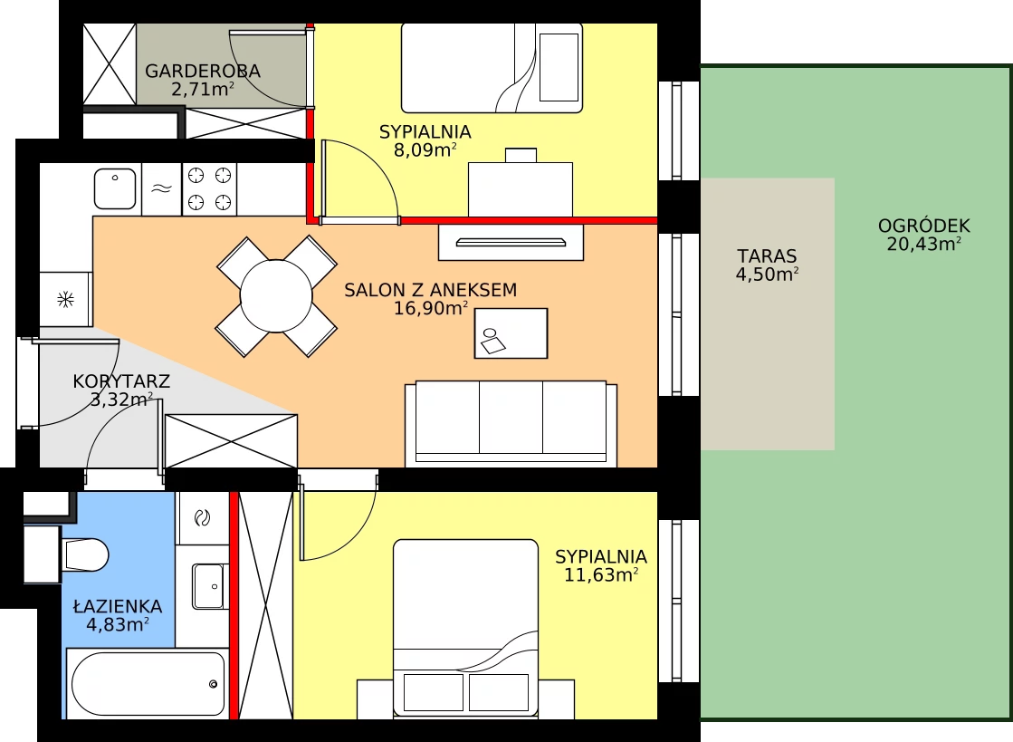 Zalety mieszkania 47.48 m², M53