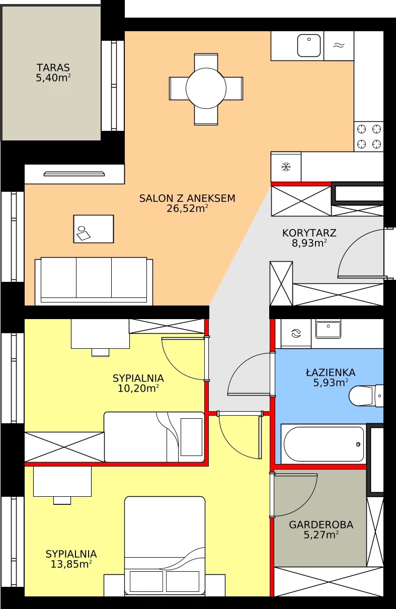 Zalety mieszkania 70.7 m², M44