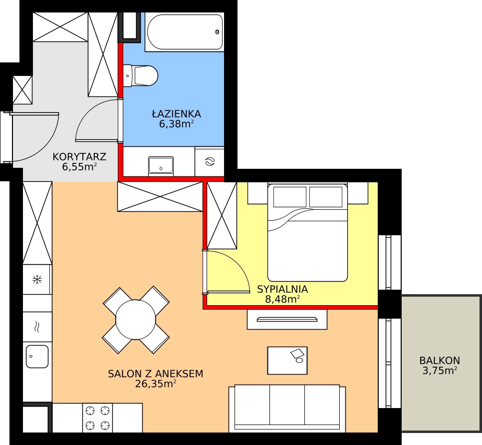 Zalety mieszkania 47.76 m², M16