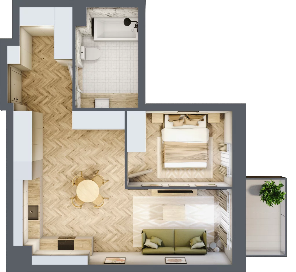 2 pokoje, mieszkanie 47,76 m², piętro 1, oferta nr M16, Nowa Częstochowa Mościckiego, Częstochowa, Częstochówka-Parkitka, ul. Mościckiego