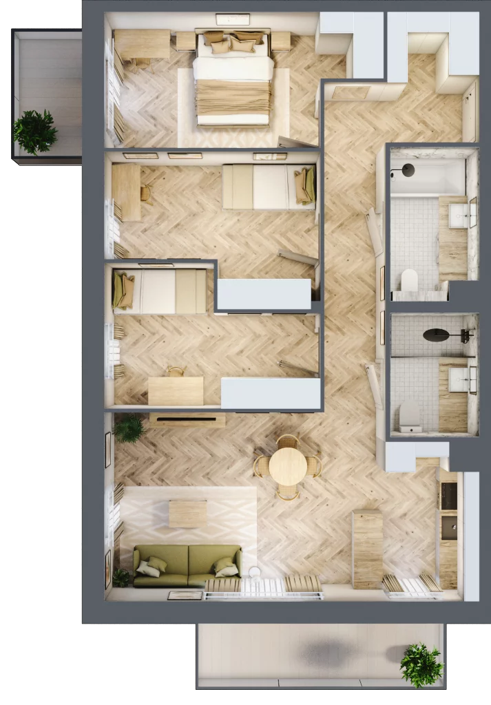 4 pokoje, mieszkanie 83,19 m², piętro 1, oferta nr M59, Nowa Częstochowa Mościckiego, Częstochowa, Częstochówka-Parkitka, ul. Mościckiego