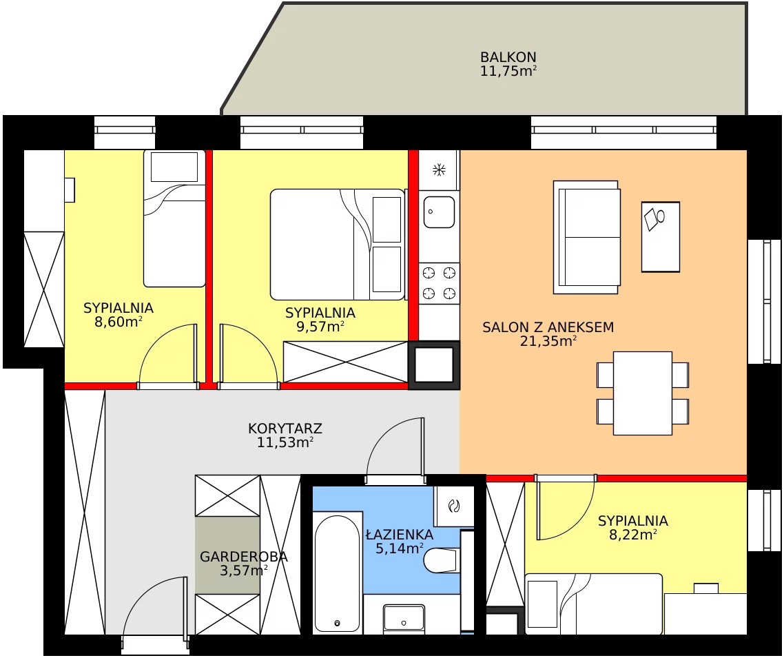 Zalety mieszkania 69.74 m², 5
