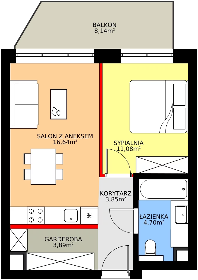 Zalety mieszkania 41.16 m², 14
