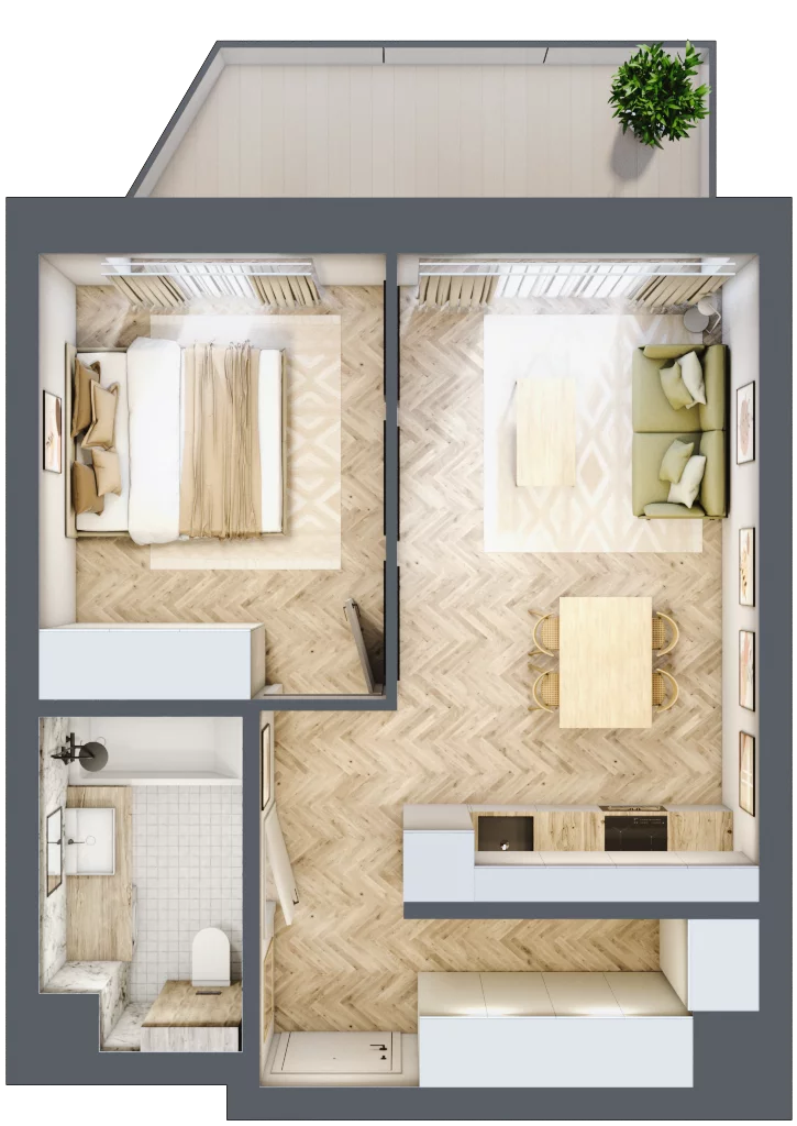 2 pokoje, mieszkanie 41,26 m², piętro 3, oferta nr 22, Nowy Sosnowiec, Sosnowiec, Zagórze, ul. Braci Mieroszewskich