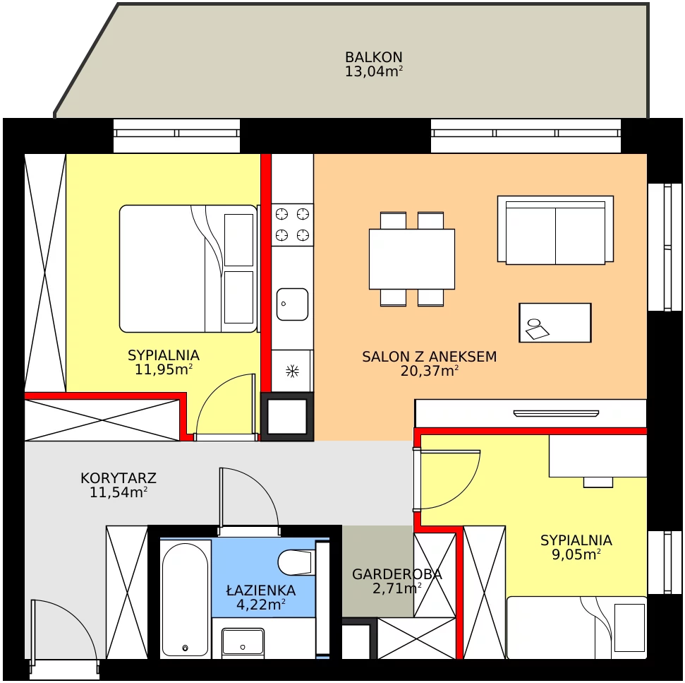 Zalety mieszkania 61.58 m², 20