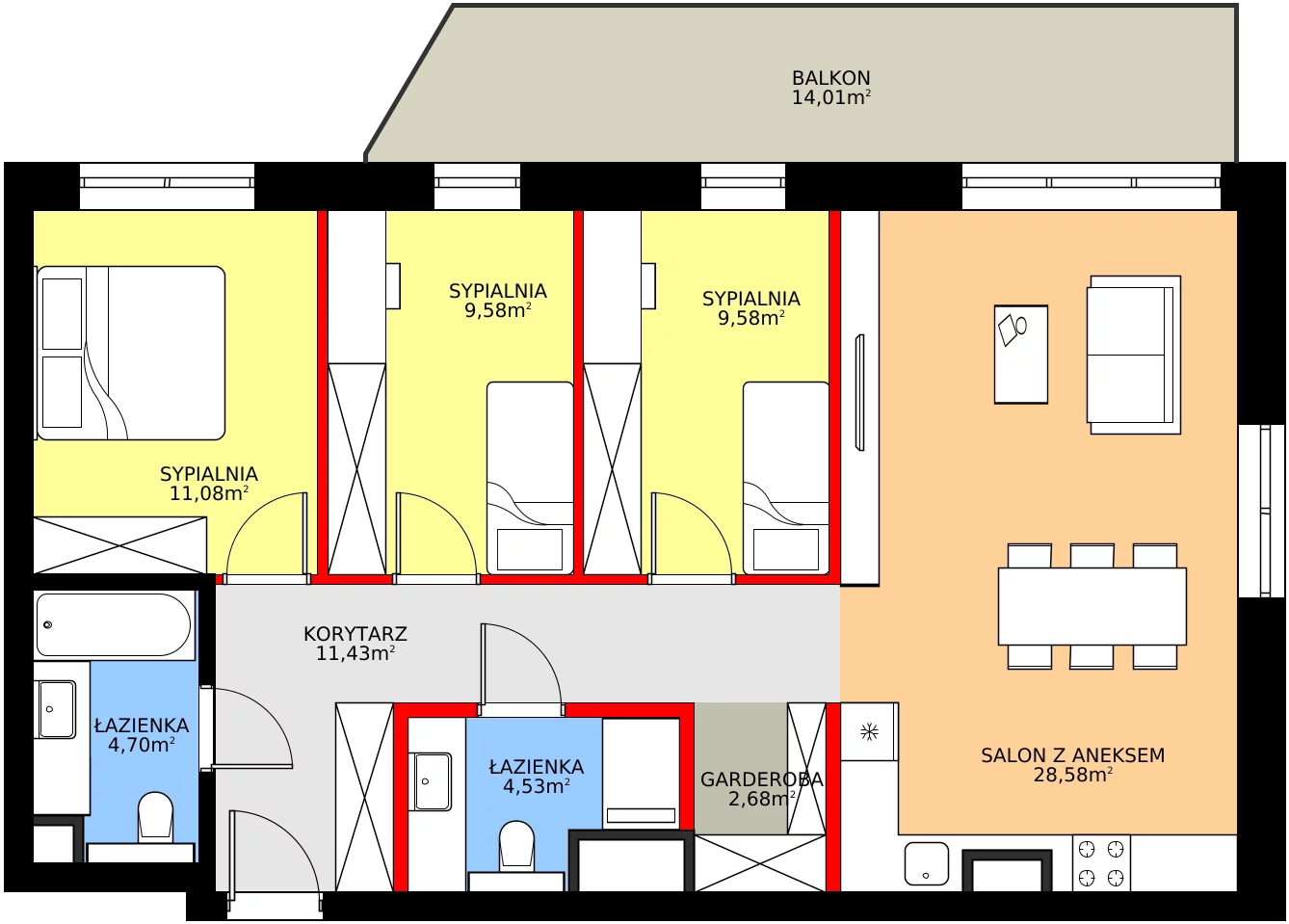 Zalety mieszkania 85.34 m², 28