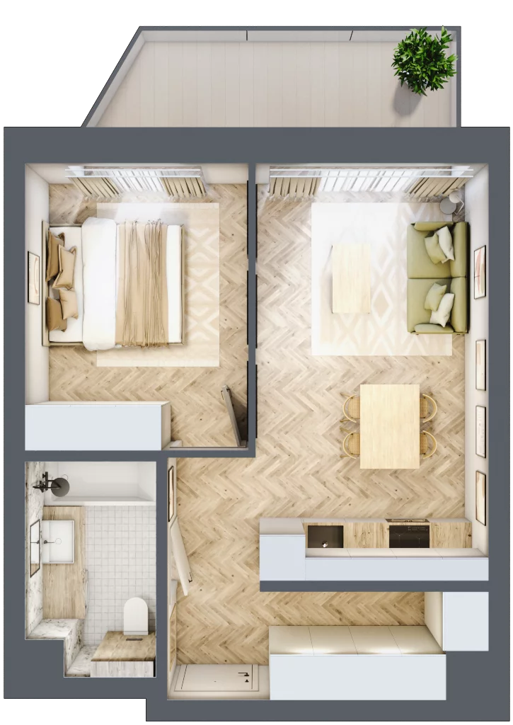 2 pokoje, mieszkanie 41,26 m², piętro 1, oferta nr 8, Nowy Sosnowiec, Sosnowiec, Zagórze, ul. Braci Mieroszewskich