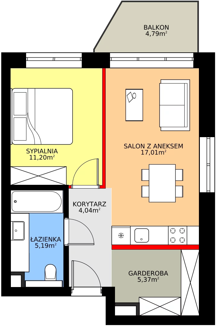 Zalety mieszkania 43.78 m², 9