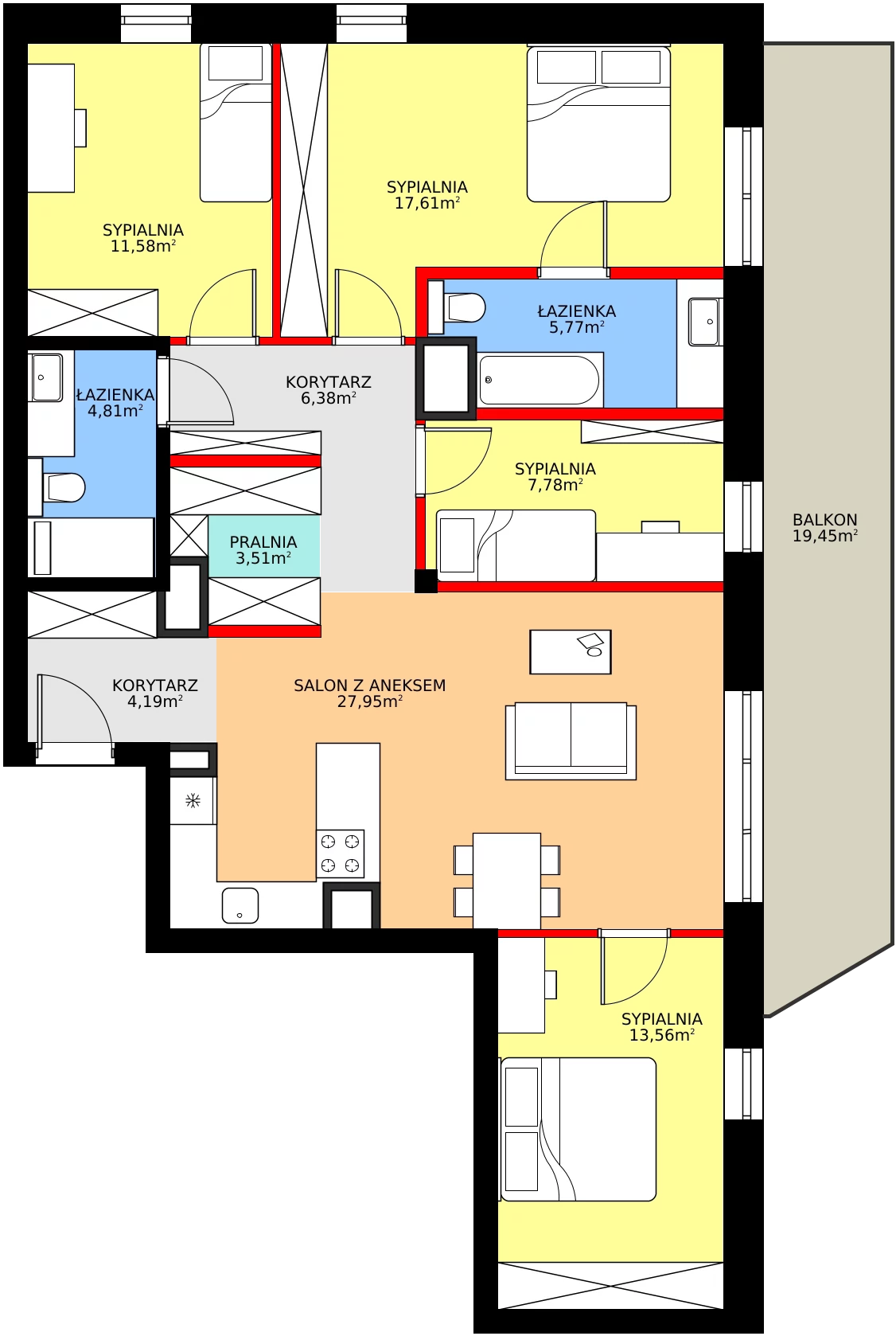 Zalety mieszkania 106.57 m², 29